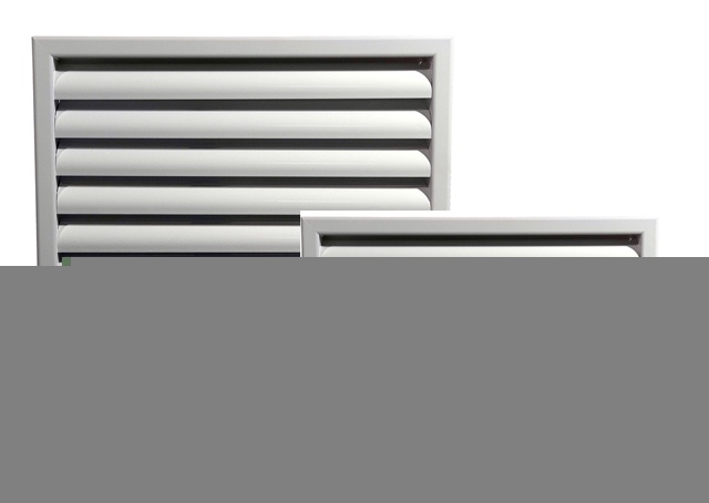 Алюминиевая наружная вентиляционная решетка с оцинкованными ламелями 150х450